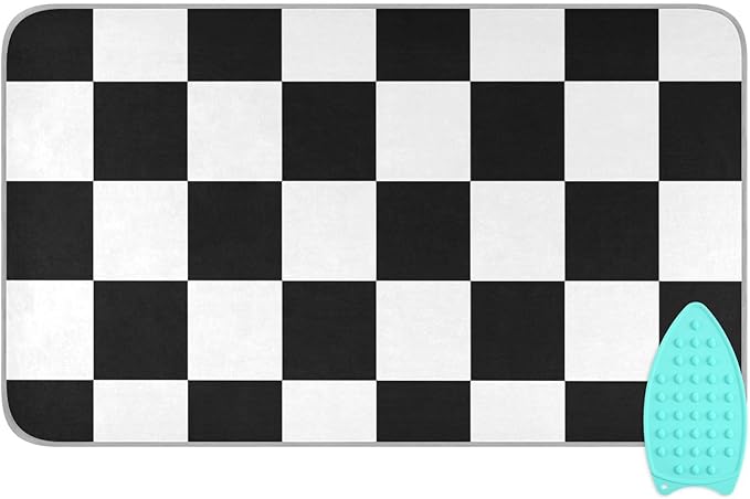 Portable Ironing Mat for Table Top Iron Pad Heat Resistant Blanket Portable Travel Ironing Board Covers Tabletop Sewing Pressing Quilting Large 27.6x47.2Inches Checkered Black and White