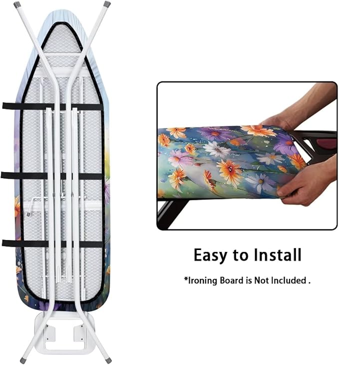 Floral Bird Ironing Board Pad,Extra Thick Heavy Duty Padded for Standard Boards,Non Stick,Scorch and Stain Resistant Home Ironing Board Accessory