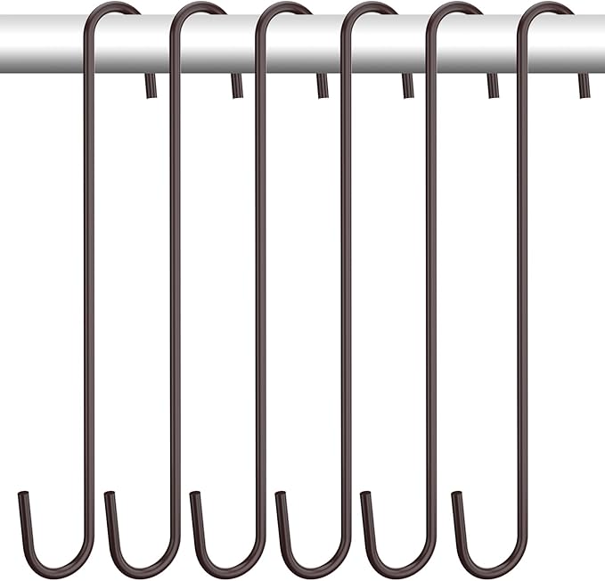 6 Pack heavy duty s hooks,Brown strong metal big hooks for hanging plants or large items as potted plants,garden tools,bird cages,animal feeders