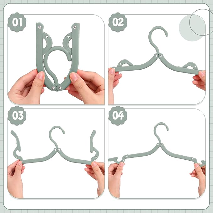 12 Pcs Travel Hangers Cruise Ship Essentials Foldable Portable Plastic Vacation Hangers Non Slip Clothes Drying Rack Travel Accessories for Dormitory School Hotel Laundry (Classic Color)