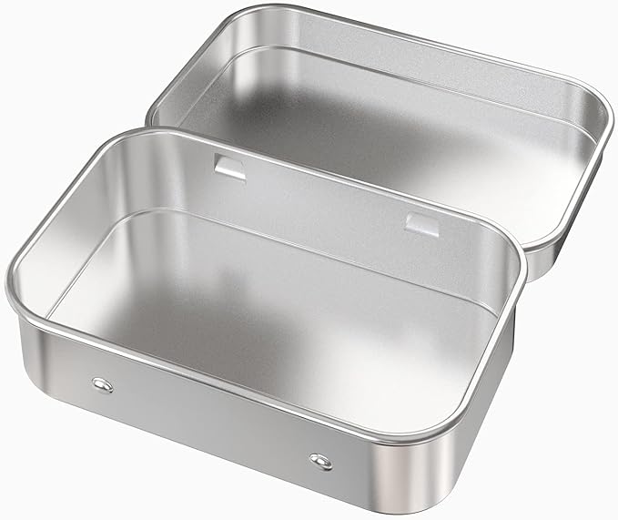 12 Pcs Metal Hinged Tin Box Container Mini Portable Small Storage Container Kit with Lid for Home Storage 3.7x2.3x0.8 inch.