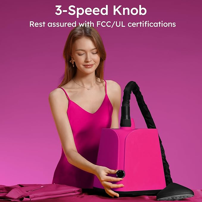 Colorful Standing Garment Steamer for Clothes, 2000W Professional Hanging Clothing Steamer with Stand, Commercial Cloth Fabric Steamers with 1.8L Water Tank for 45min Steaming, Cherry