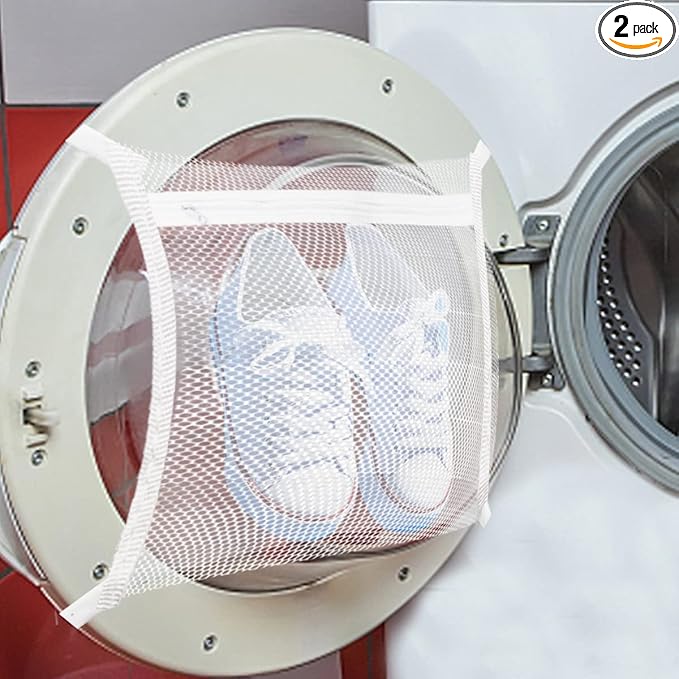 2Pack Sneaker Dryering &Washing Machine Bag, Dryer for Shoes, Clothing & Laundry - Elastic Strap Adjuster for Most Dryers Machines Door in Laundry Room (15.7x15.7 Inch)