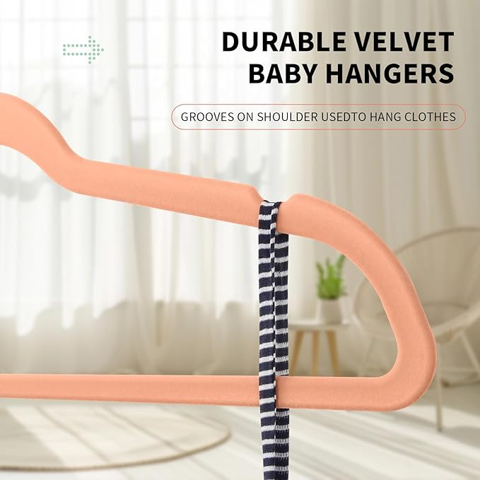 Premium Velvet Clothes Hangers, Heavy Duty Study Black Hangers for Coats, Suit & Dress - Non Slip Clothes Hanger Set (100, Pink/Rose Gold)