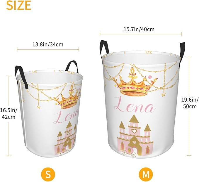 Personalized Laundry Basket for Nursery, Custom Nursery Laundry Hamper with Name, Customize Baby Clothes Circular Hamper for Boys Girls Room Decor, Crown