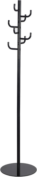 Safco Hook Head Coat Rack, Freestanding Hat and Jacket Hanger with 8 Rounded Edge Hooks, Durable Black Powder Coat Finish