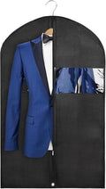 43" Black Garment Bags for Hanging Clothes Storage and Men Travel with Car, Hanging Suit bag Cover with Zipper, Clear Window and Name Tag for Shirt, Jacket, Suit, Coat (1)