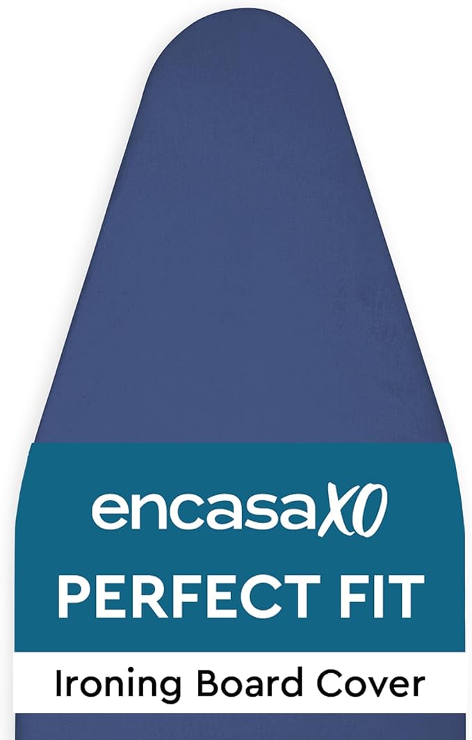 Encasa XO Ironing Board Cover and Pad 49"x18" - 4mm Felt Wide Iron Board Cover with Padding - Heat Resistant, Stain-Safe Dye, Non Slip Elastic Bungee Cord Tightening Iron Table Cover Cobalt