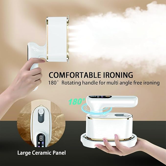 Steamer for Clothes,1200W Wet Dry Dual Ironing Handheld Hanging Iron Machine, 130ml Large Water Tank, 10S Fast Heating Clothes Wrinkle Remover, Suitable for Home, Travel & Dormitory (White)