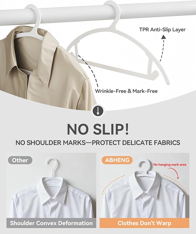 80 Pack Clothes Hangers, Non Slip Heavy Duty Plastic Hangers, Space Saving All-in-One Garment Hangers for Dresses Suits Jeans Knits, Hold Up to 11 LB Dry & Wet, 16.4" x 8.3", White, UAPY0880W