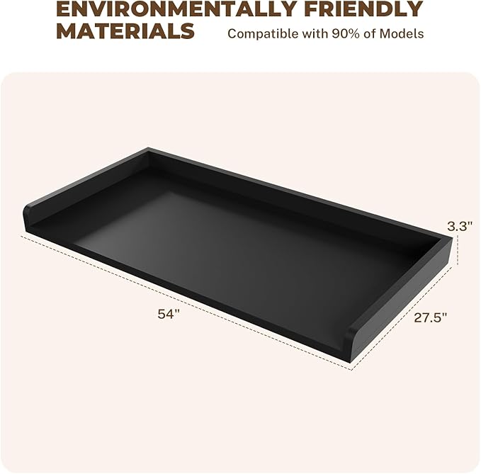 FAHKNS Washer Dryer Countertop - Wood Laundry Washer Dryer Topper with Anti-Slip Mat, 54" Width Waterproof Laundry Room Organization, Light & Save Space, Black