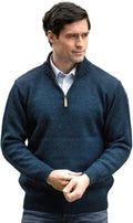 Aran Crafts 1/4 Zip Plain Sweater 100% Wool, Made in Ireland