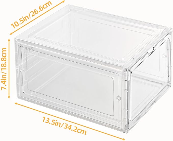 Hat Organizer Box, Clear Baseball Caps Holder, Stackable, Magnetic Door, Dustproof, Modern Style, Holds 40 Hats (Clear, 4 Pack)