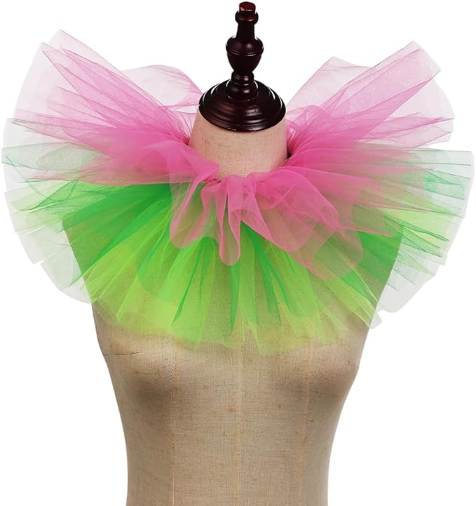 BLESSUME Victorian Retro Mesh Neck Ruff Ruffle Collar Layered Clown Neck Collar