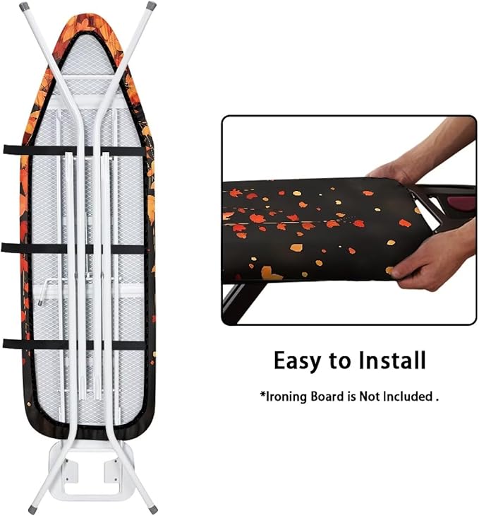 Ironing Board Cover and Pad Fall Maple Leaf Ventilate Resist Scorching Thick Soft Table Top Ironing Board Cover with Elastic Edge 54x15 inches
