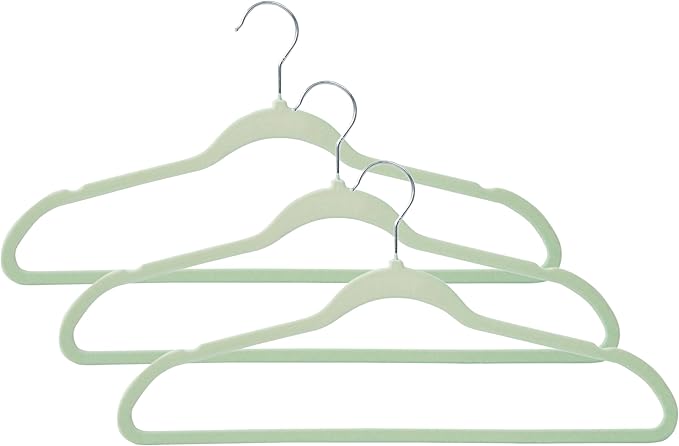 75-Pack Slim-Profile Non-Slip Velvet Hangers, Mint
