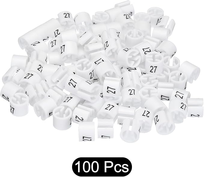 MECCANIXITY Clothes Hanger Marker Colored Hanger Sizer Garment Markers Tag (Number 27, White) for Garment Clothing Color Coding, Pack of 100 Pcs