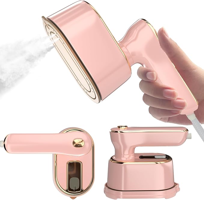 Travel Steamer Iron for Clothes Mini - Portable Ironing Machine Travel Small Size Portable Steamer Travel College Dorm Home Essentials (Coralpink)