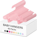 Hsei 5/10/40 Pack Baby Hangers with 10/20/80 Clips, Plastic Kids Pants Hangers for Nursery Closet Top and Bottom Clothes Hanger Set for Newborn Infant Toddler(120 Packs Total,Flesh Pink,10.6 Inch)