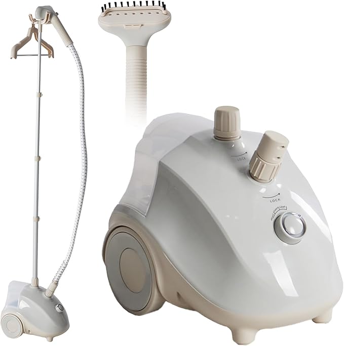 Sweetcrispy Garment Steamer for Clothes Standing, 1500W Powerful Clothes Steamer Standing with Wheels, 1.7L Water Tank for 55 Min Continuous Steaming, Professional Wrinkle Remover Heats in 45 Seconds