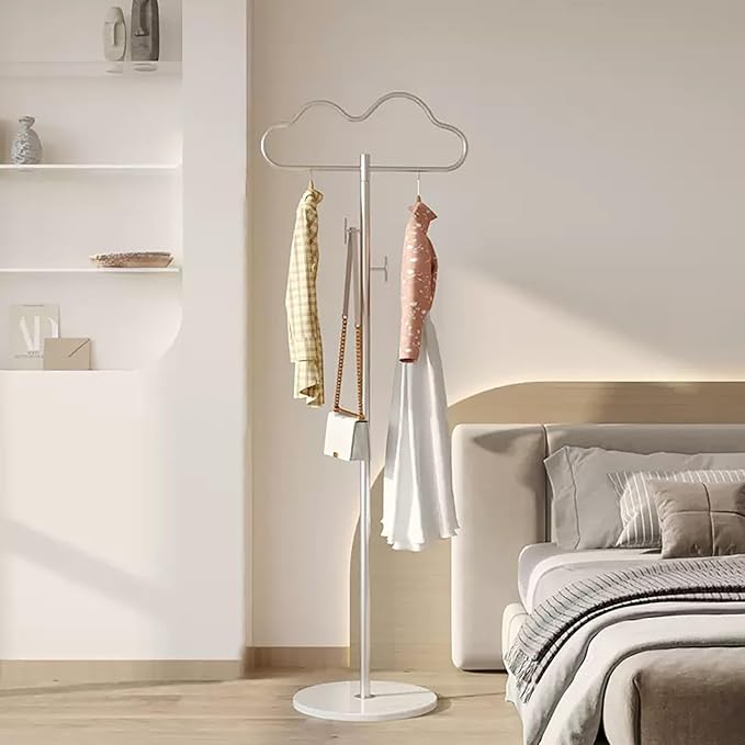 Freestanding Metal Coat Tree, Modern Coat Rack Cloud-shaped Coat Hanger Stand with 2 Hooks for Bedroom Entryway Hallway Office