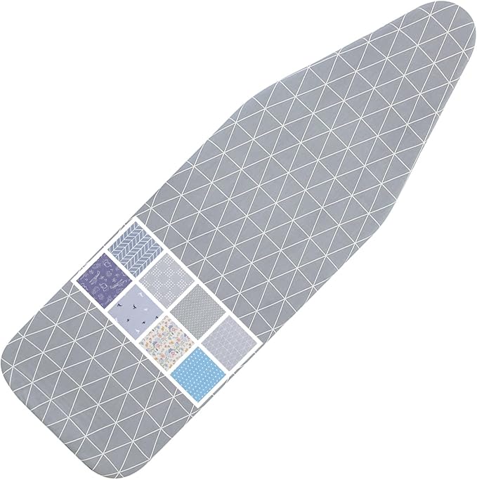 Ironing Board Cover and Pad Standard Size 15 x 54,3 Pairs of Hook and Loop Fastener Straps,Elastic Edges,Cotton Iron Board Cover with Scorch Resistant Thick Padding (Pattern G)