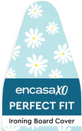 Encasa XO Ironing Board Cover and Pad 54"x18" - Thick 3mm Felt Padding, Drawstring Tightening & Lock, Easy Fit, Scorch & Stain Resistant, Fits X-Large Ironing Board - Daisy Blue