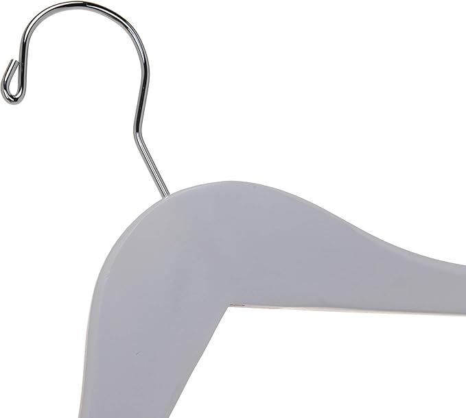 Quality Semi Curved Wooden Suit Hangers, 10-Pack Smooth Finish Solid Wood Coat Hanger with Swivel Hook, Jacket, Pant, Dress Clothes Hangers (White, 10)