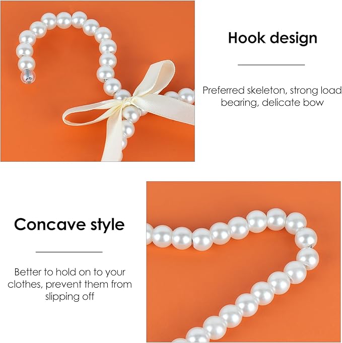 SHIDOW Pearl Hangers, Pearl Clothing Hangers for Women, Pearl Storage, Organizer for Storing Dresses, Coats, Shirts, Pants, Skirts in Bedrooms, Cabinets, Wardrobes (Beige)