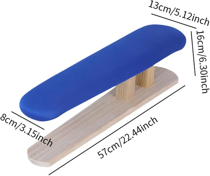 Mini Ironing Board with Wood Base Replacement Cover Ironing Stool Iron Board for Craft Rooms Household Collars Garments Cuffs, Blue 57cmx13cmx16cm