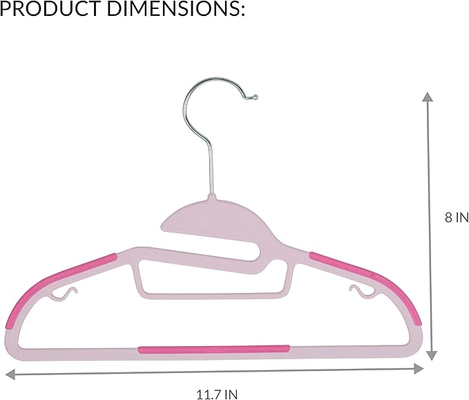 Simplify Kids 12 Pack Collar Ultimate Hangers, Non Slip Slim Space Savers, No More Stretching Baby Clothes, Pink, 3229-PINK
