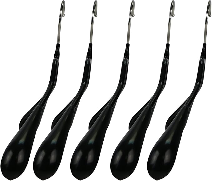 Mawa by Reston Lloyd BodyForm Series Non-Slip Space-Saving Clothes Hanger with Bar for Pants, 16-1/2", Style 42/LS, Set of 5, Black