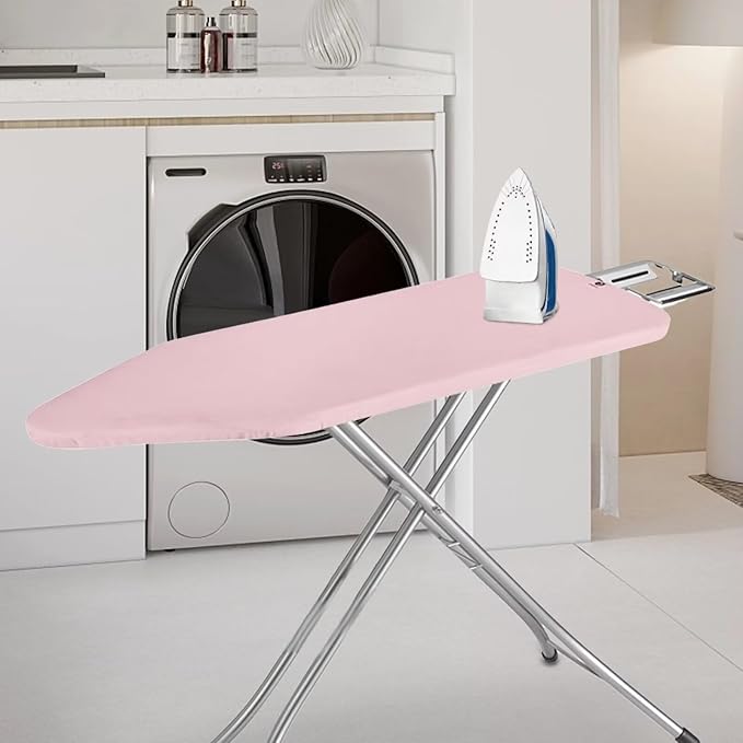 Pink Ironing Board Cover Resist Scorching Extra Wide Ironing Board Cover and Pad with Hook and Loop Stain Resistant Table Top Ironing Board Cover