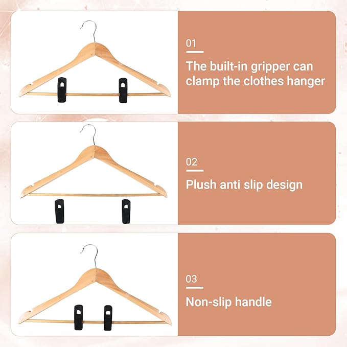 60 PCS Velvet Hangers Clips, Plastic Clips for Hanging Non-Slip Strong Finger Clip Hanger Clip for Pants, Shirts, Skirts, Socks, Baby Clothes and Velvet Hangers-Black