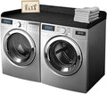 Solid Bamboo Washer Dryer Countertop, Laundry Wood Shelf Topper with Non-Slip Pads, Edge Rails and High Back Rail for Laundry Room Storage & Organization, Washer Dryer Counter Storage, 25"W x 54" L