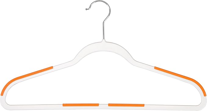 Ultra Slim Plastic Clothes Hangers with Rubberized Non-Slip Grip Accents – 12 Pack