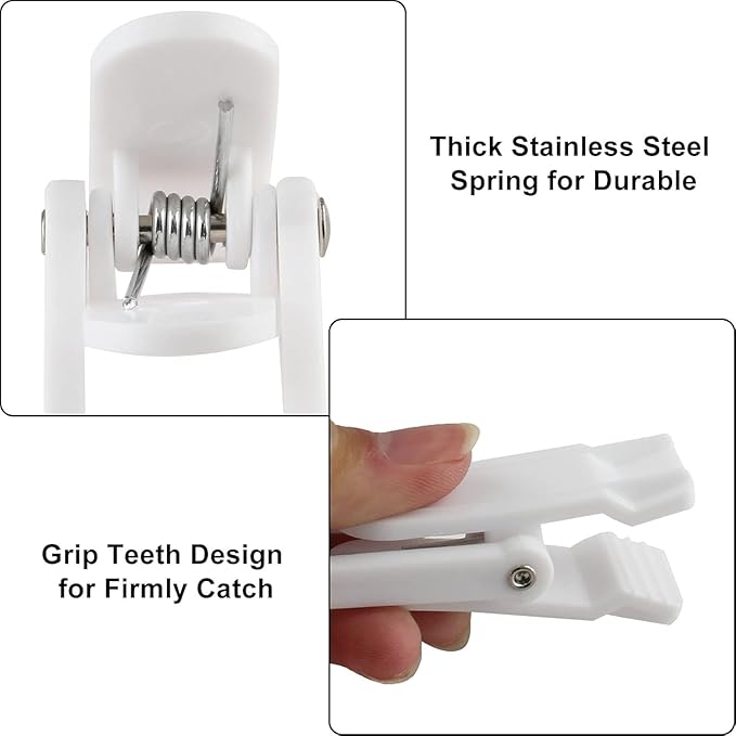 20pcs Laundry Hooks with Clips Super Strong Plastic Home Travel Swivel Hanging Hanger Closet Organizer Clamps Socks Boot Bras Towels for Bathroom Wardrobe Kitchen Office,White