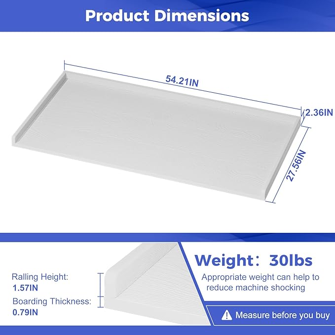 Babenest No-Installation HDPE Washer Dryer Countertop, Over Washer and Dryer Counter Topper Sturdy Cover for Laundry Room Storage and Organization(White)