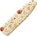 GLENLCWE Beige Ironing Board Cover,Thanksgiving Turkey Print Iron Pad Covers Non Slip with Hook and Loop,Thick Padding Iron Board Cover Protector Washable