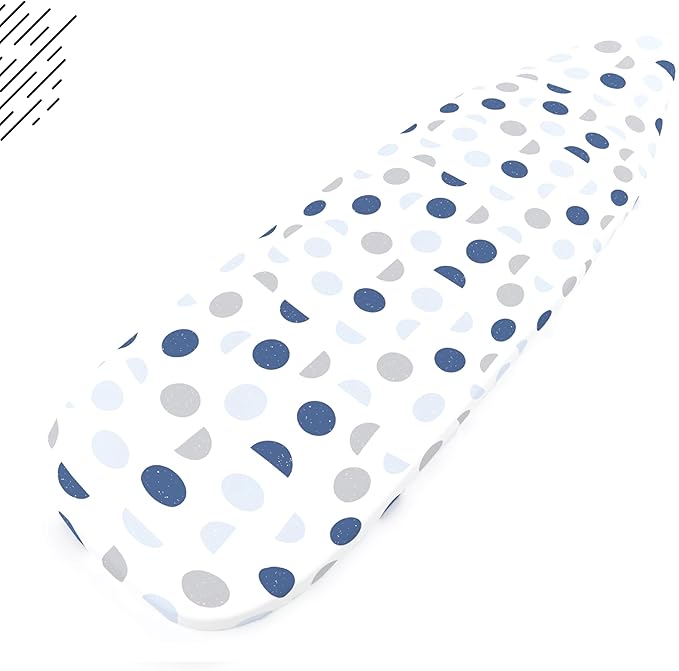 Encasa XO Ironing Board Cover and Pad 49"x18" - Thick 3mm Felt Padding, Drawstring Tightening & Lock, Easy Fit, Scorch & Stain Resistant, Fits Wide Ironing Board - Blue Moon