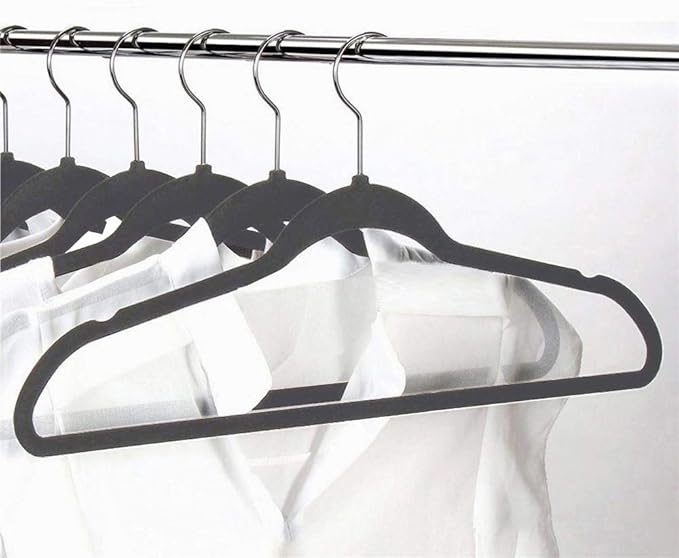 Yaheetech 100 Pack Non Slip Velvet Hangers Heavy Duty Flocked Coat Suit Hangers Space Saving Clothes Racks with 360° Swivel Hook, Gray