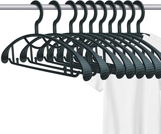 Extra Wide Shoulder Sweater Hangers 10 Pack, Width 2.8cm Thick Plastic Suit Hanger for Men Women, Curved Clothes Hangers no Shoulder Bump Ideal for Bedroom Everyday Use (Green)