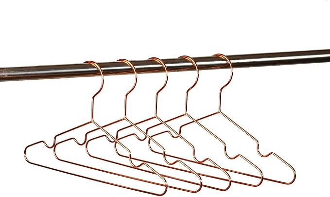 Shiny Rose Gold Kids Clothes Hanger 50 Pack, Baby Children Infant Metal Hanger for Coat Suit Shirt, Space Saving Slim for Camisole Dress