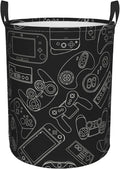 Video Game Controller Background Round Laundry Hamper Gaming Gadget Storage Basket Toys Clothes Organizer Bin For Home Bathroom Bedroom Dorm Nursery, 62l