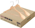 16-Inch Wooden Suit Hangers with Non Slip Pants Bar, 2-Pack Wood Extra-Wide Shoulder Hangers, Flat-Head Hook Hangers for Suits, Coats, Jackets, Shirts, Pants, and Heavy Clothes (Natural Wood)