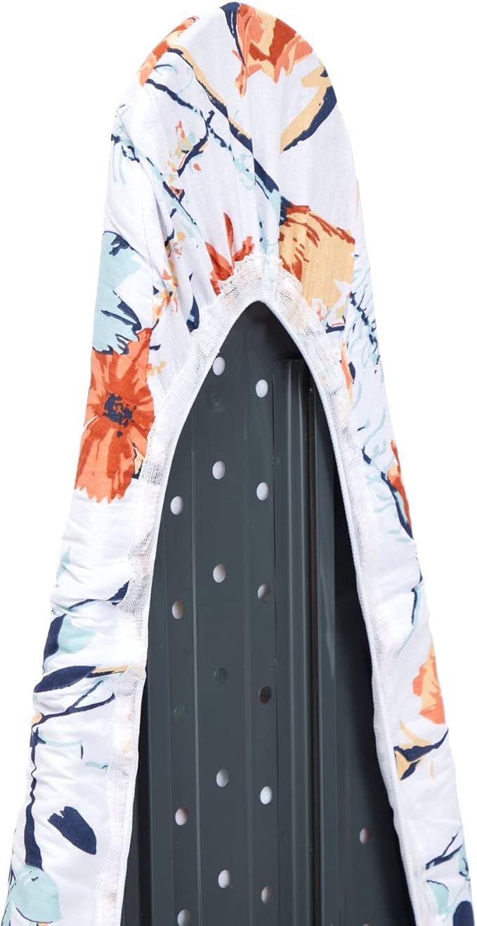 Juvale Ironing Board Cover & Pad - Standard Size 15 x 54 in, Multicolor Floral Print - Extra-Thick Laminated Cotton & Foam Padding with Drawstring Fit - Slip-On Iron Board Cover