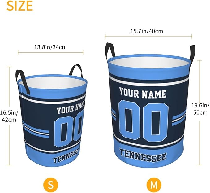 Custom Tennessee Laundry Hamper Personalized Laundry Basket Customized Name And Number Collapsible Storage Basket for Bedroom Bathroom Living Room Gifts
