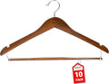 DEILSY™ Suit Hangers for Men with Open Bar 10 Pack Premium Brown Wooden Coat Hangers Pants Durable Suit for Closet Organization - Jacket Hanger Wood Clothes (10)
