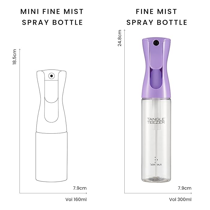 TANGLE TEEZER Fine Mist Continuous Spray Bottle, Reusable and Refillable, for Hair Detangling and Styling, 10.1 oz, Lilac