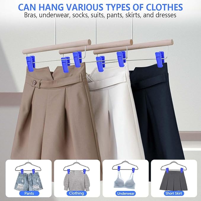 40 Pcs Plastic Baby Hanger Clips Slim-line Finger Clips Set for Clothes Hanger Velvet Hanger (Blue)